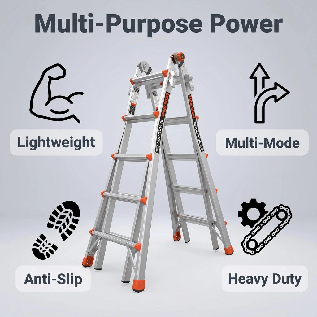 Multi-Position Ladder, Aircraft-Grade Aluminum Ultra-Lightweight Step Ladder