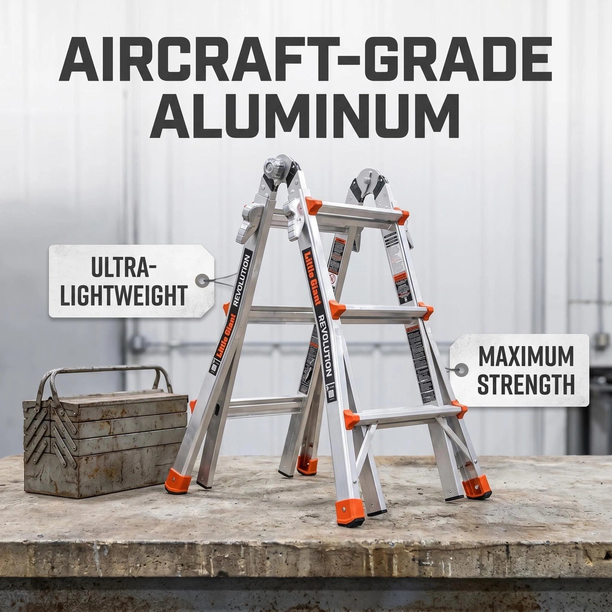 Multi-Position Ladder, Aircraft-Grade Aluminum Ultra-Lightweight Step Ladder